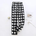 Comfortable Winter Thick Plaid Women's Flannel Pajama Pants High Waist Loose Casual Straight Big Size Fleece Warm Home Trousers Qme Black XXL