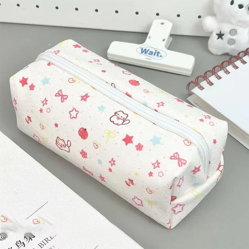 Cute Cat Print Pencil Case Bag Pouch Teach Gadget Storage Makeup Qme