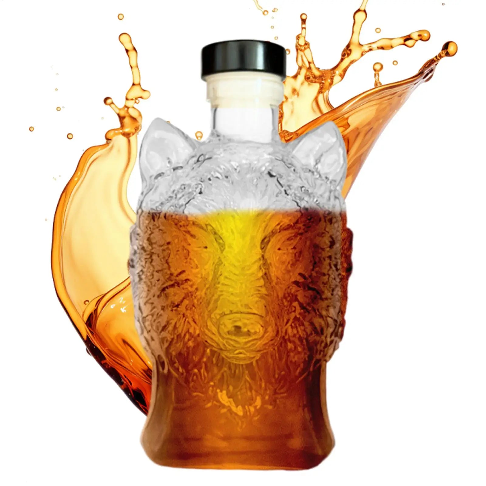 Whiskey Decanter Glass Wine Bottle Wolf-head Profile Spirit Bar Tool Qme