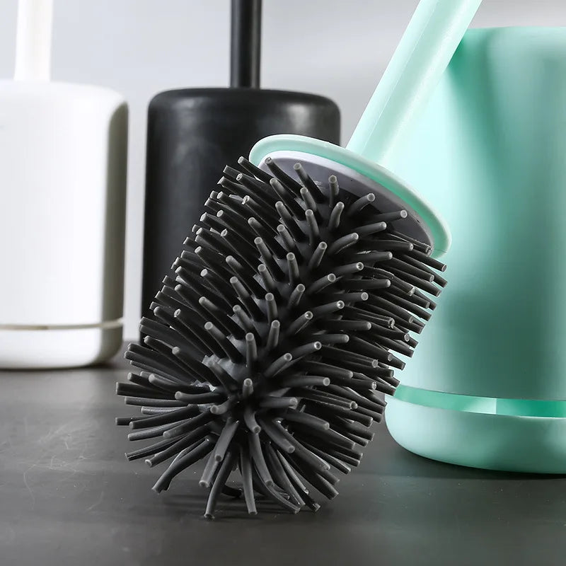 Silicone Toilet Brush, Soft Bristle Bathroom Cleaning Brush, Wall Mounted Quick Drying No Water Accumulation Toilet Cleaner Qme