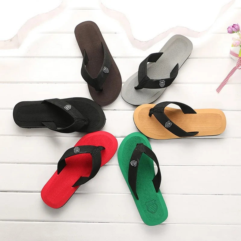 Casual Slippers For Men Flip Flops Beach Sandals Summer Non-Slip Flat Slides Men Slippers Indoor House Shoes Man Male Slipper Qme