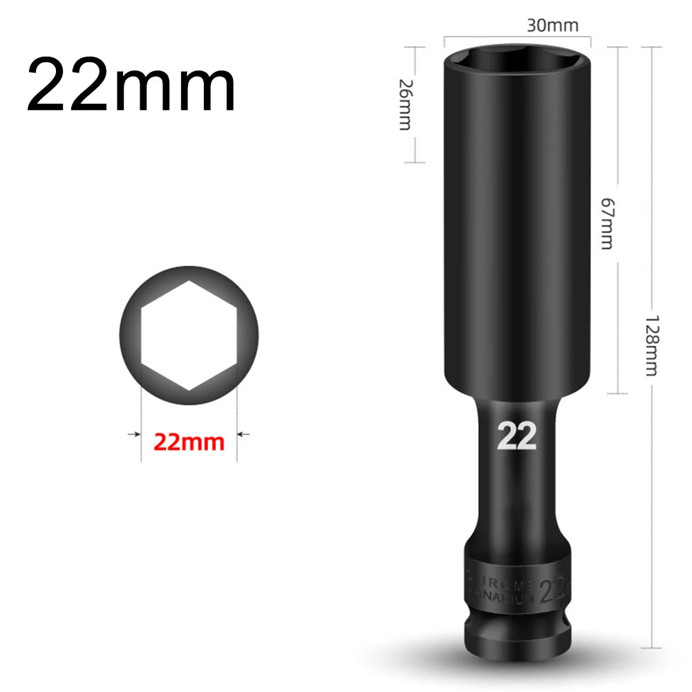 1/2 Drive Socket Wrench Hex Socket Head 8-24mm Adapter Spanner Converter Replacement Parts Tire Removal Tools Accessories Qme 22mm