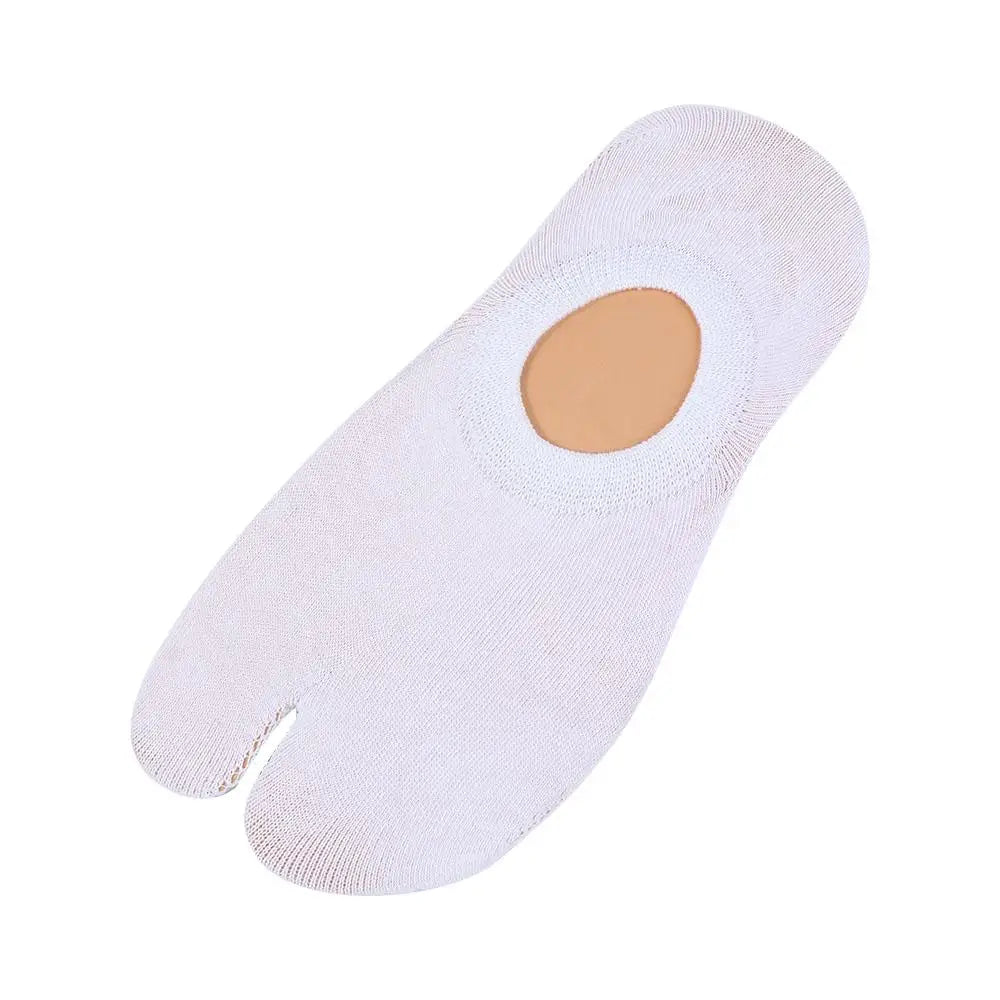 Simple Soft Japanese Women Summer Men Split Toe Socks Short Tube Two Qme white One Size