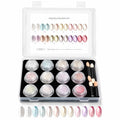 Aurora Chrome Nail Powder 12 Colors Mirror Pearl Pigment Swatch Card Qme MULTI