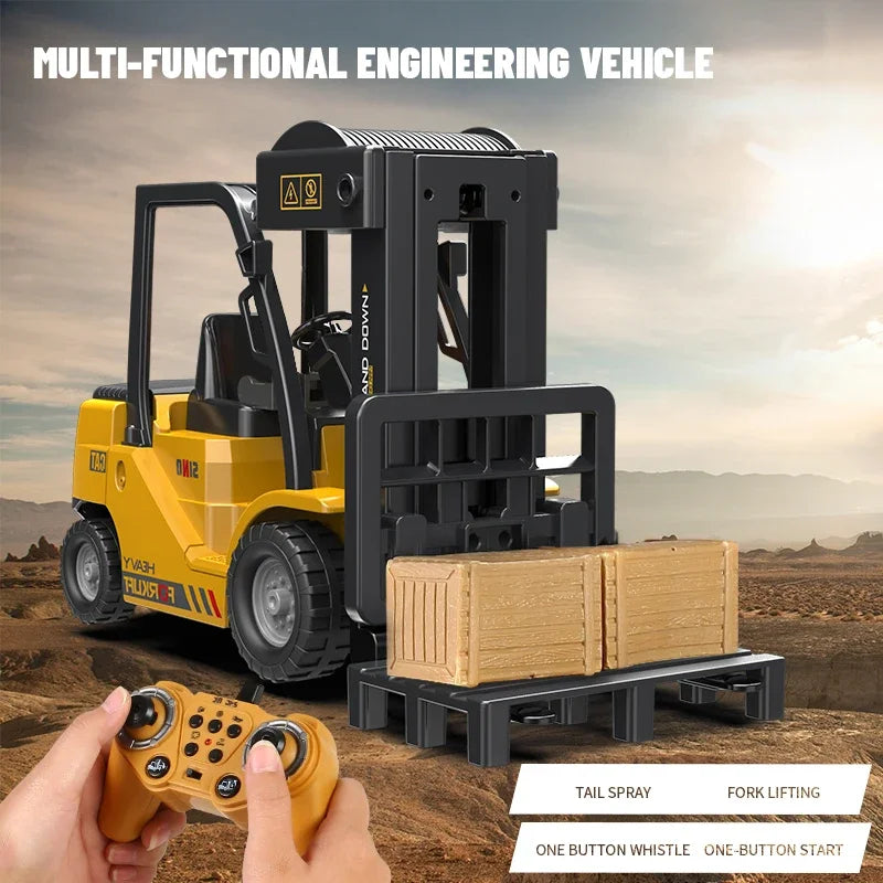 RC Trucks Forklift 2.4G Children Toys Remote Control Cars Toys for Boys Cranes Liftable Stunt Car Electric Vehicle for Kids Gift Qme