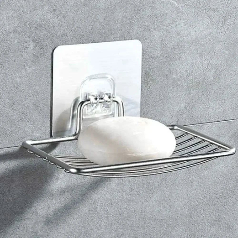 Stainless Steel Soap Holder Wall-mounted Drain Storage Rack Bathroom Multifunctional Durable Soap Dish Holder Household Goods Qme