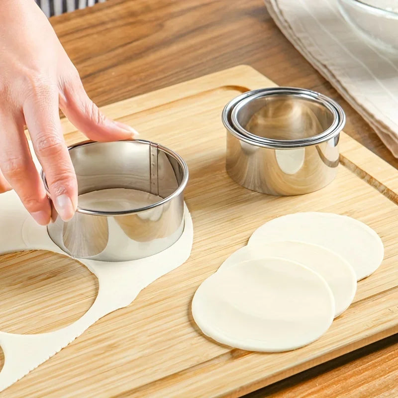 3PCS Stainless Steel Dumpling Skin Cutting Mould Round Biscuit Baking Tool Cutting Tool Clay Mold Independence Day Halloween Qme