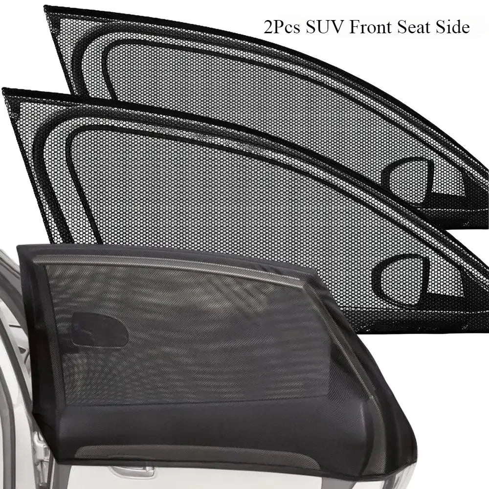 2pcs Car Rear Side Window Sunshade UV Protect Shield Mesh Prevent Mosquito Sunshine Privacy Protection Foldable Curtain Qme SUV Front Seat Side