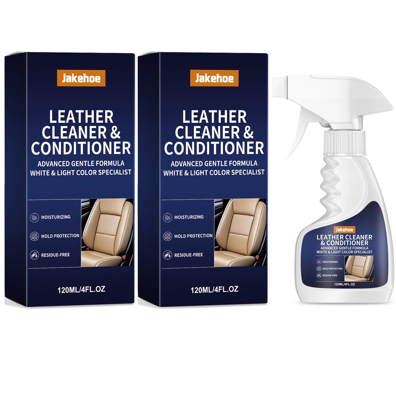 Leather Cleaning Kit Moisturize Remove Stubborn Stains Reduce Scratches Restore Leather Luster Multi-surface Leather Care Spray Qme 2 x 120ML Boxed
