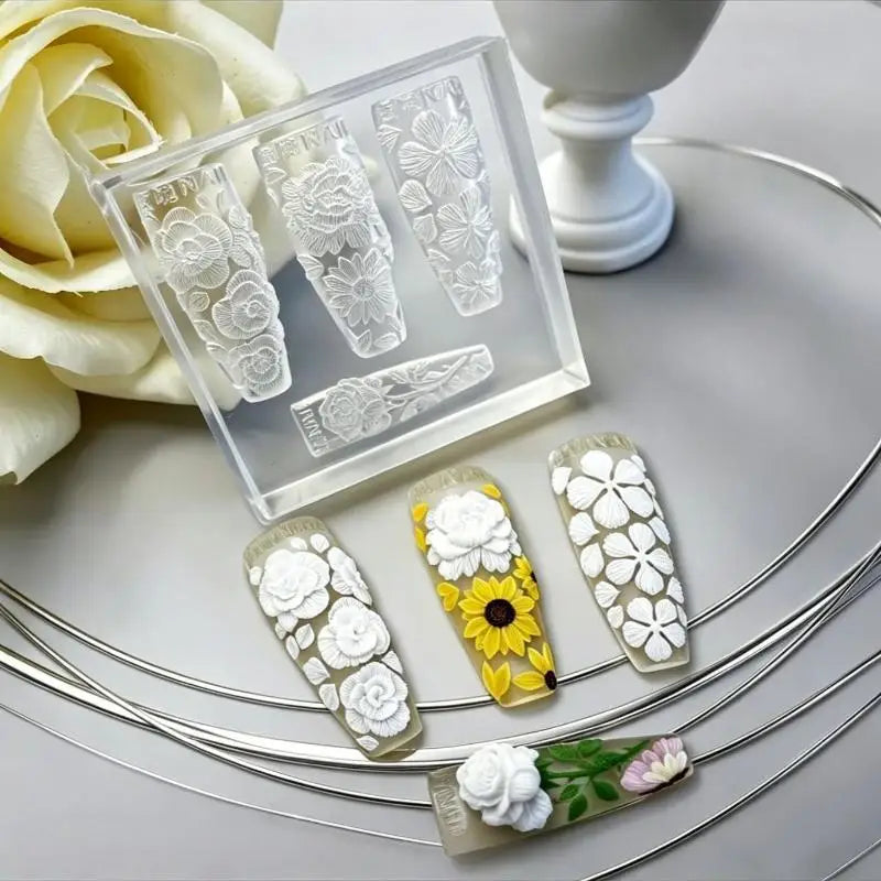 DIY Manicure Tool Silicone Mold Flower Nail Art Craft Reusable Qme A1