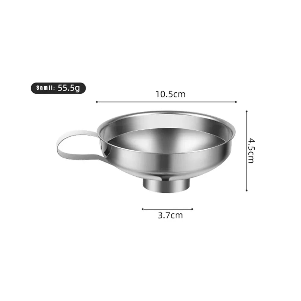 Durable Stainless Steel Kitchen Funnel Large Wide Mouth Design for Home Canning Jam Oil Liquid Pouring Daily Kitchen Use Qme 1PCS Silver small