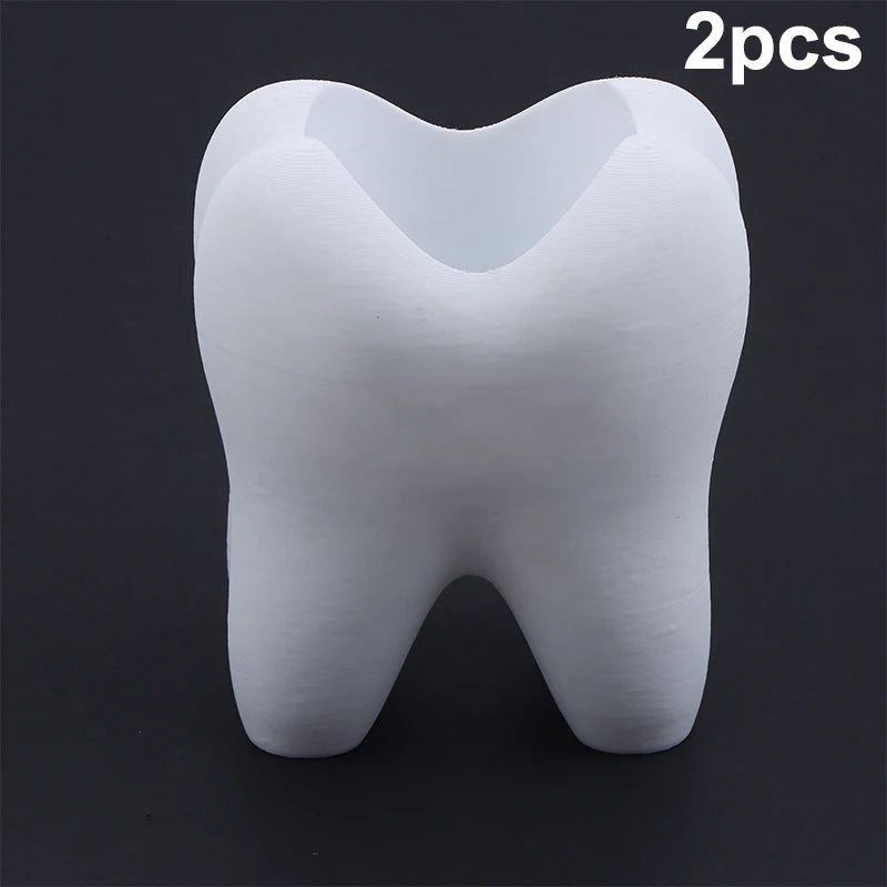 Tooth-shaped Toothbrush Holder Organizer Pen Plastic Makeup Brush Qme 2pcs