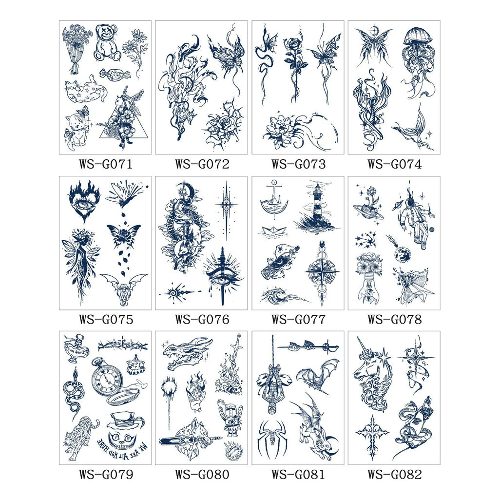 A 4/6pcs Disposable Small Tattoo Stickers for Women Men Flowers Moon Heart Temporary Tattoos for Hand Chest Wrists Body Art Qme