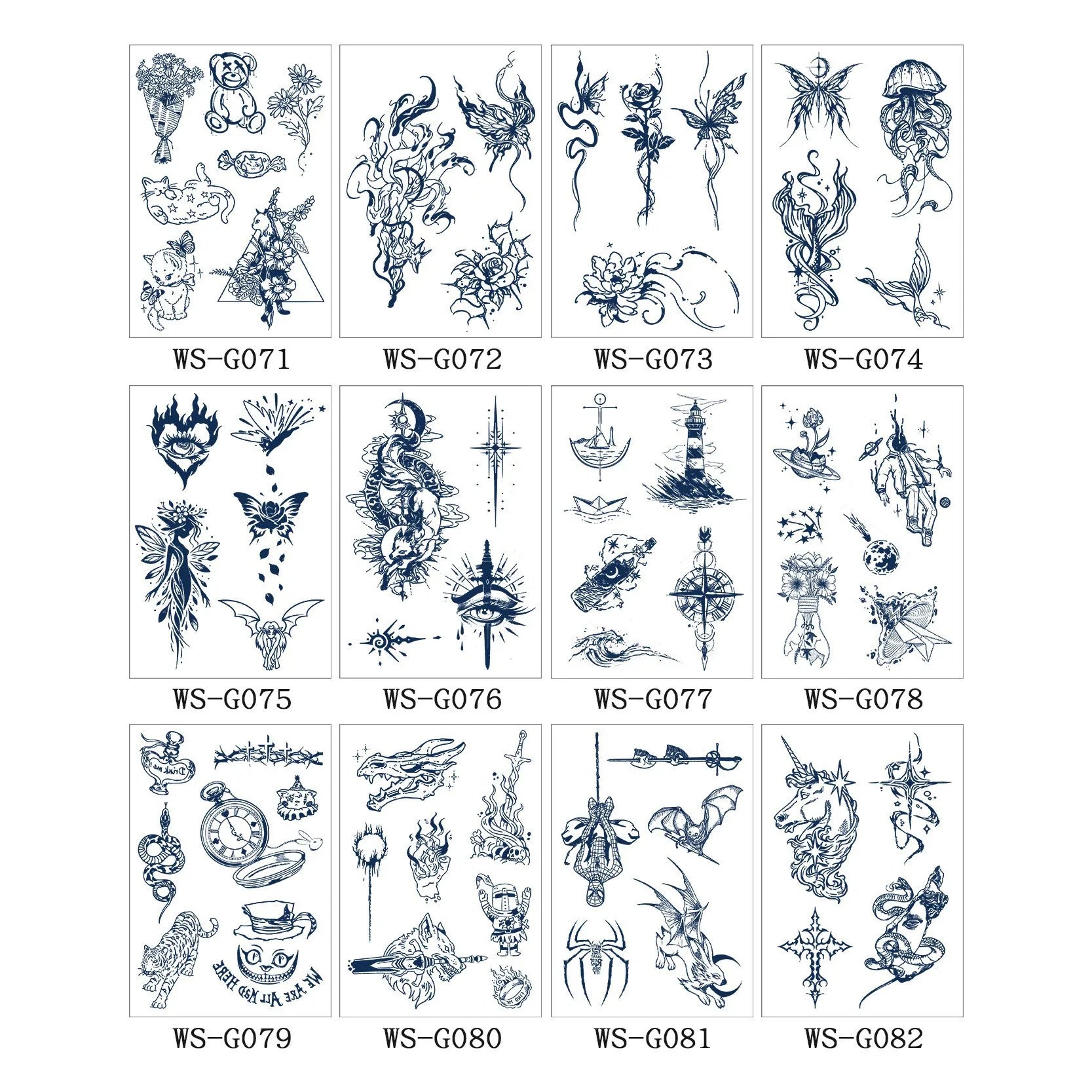 A 4/6pcs Disposable Small Tattoo Stickers for Women Men Flowers Moon Heart Temporary Tattoos for Hand Chest Wrists Body Art Qme