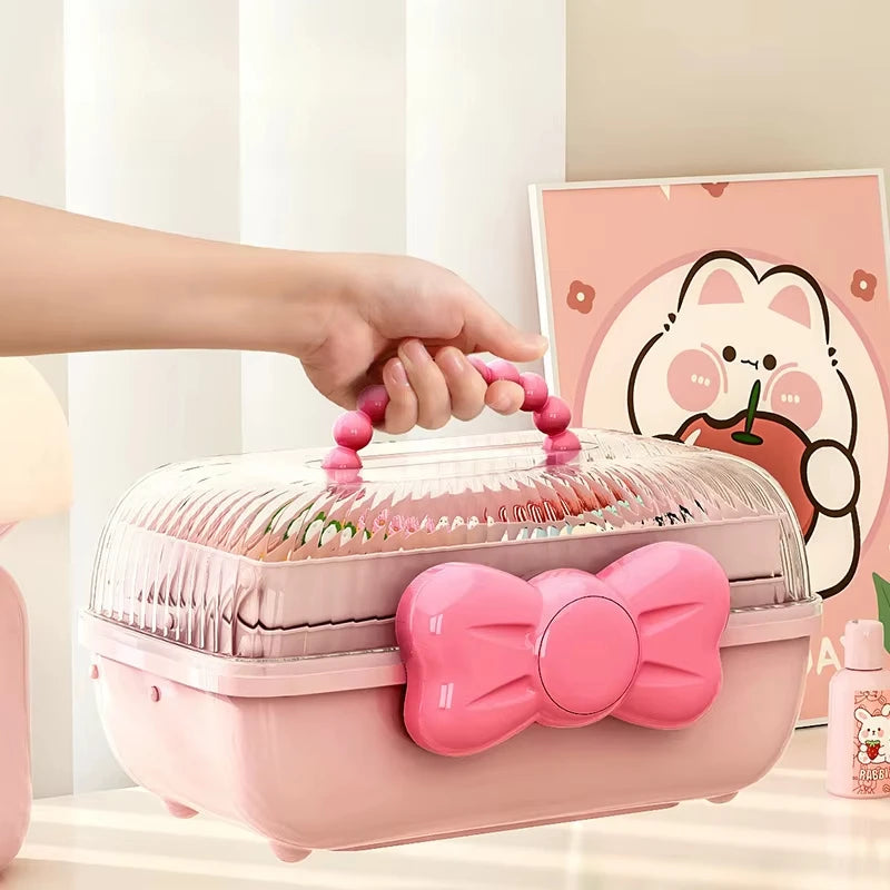 Cute Bowknot Multi-layer Hairpin Storage Box Girls Jewellery Box Children's Hair Accessories Storage Box Toy Storage Box Qme
