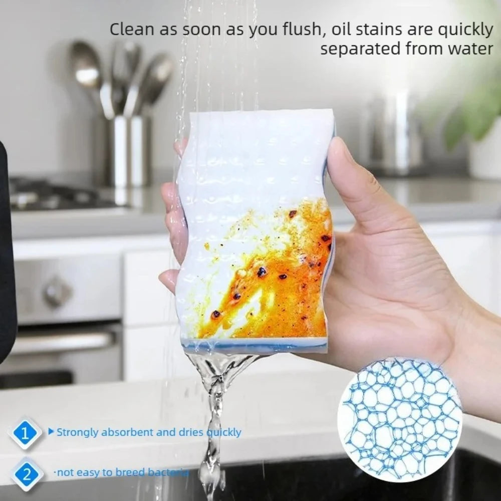 Multi-Purpose Kitchen Scouring Pad Reusable Washable Cleaning Sponge Perfect for Dish Washing & Streak-Free Glass Cleaning Qme