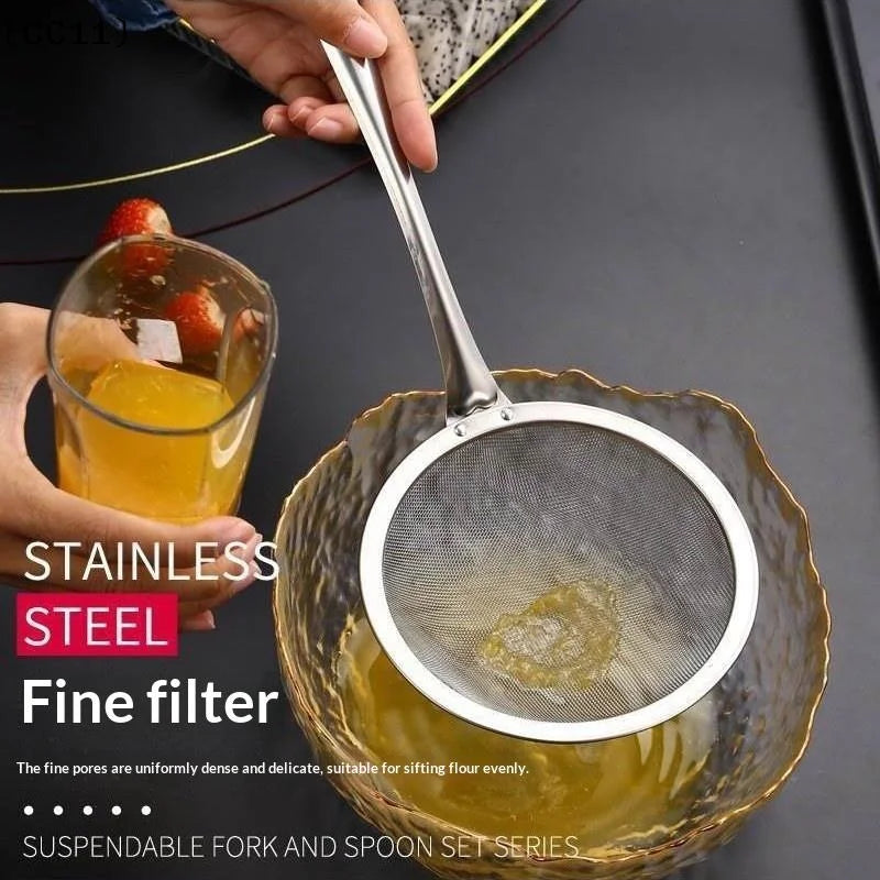 Filter Oil Skimmer Frying Pan Less Spoon Stainless Steel Pot Kitchen Qme