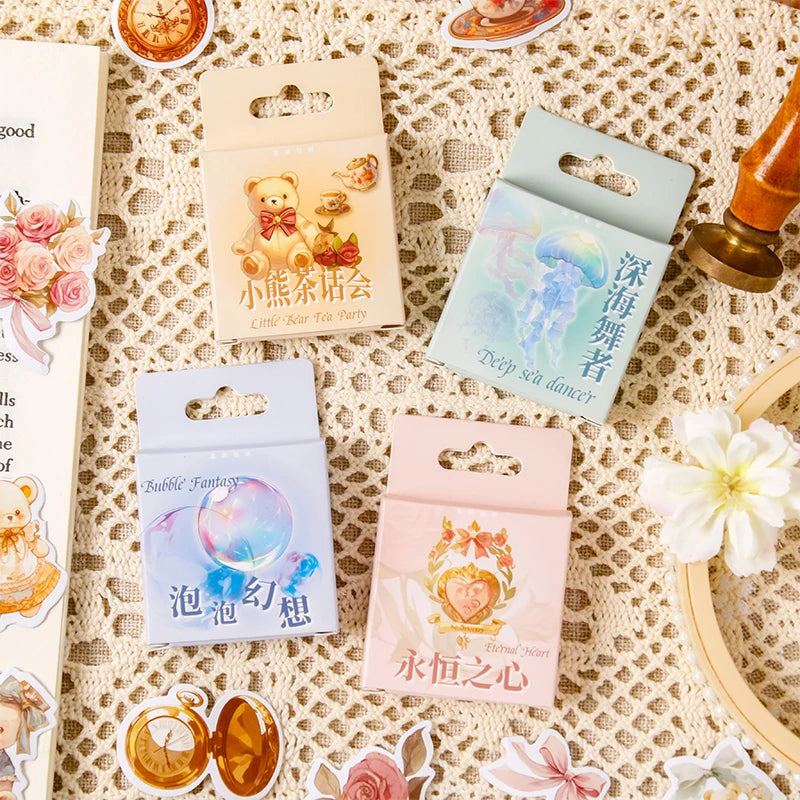46 pcs Kawaii Fairy Tale World Decorative Boxed Stickers Scrapbooking Label Diary Sticker Stationery Album Phone Journal Planner Qme