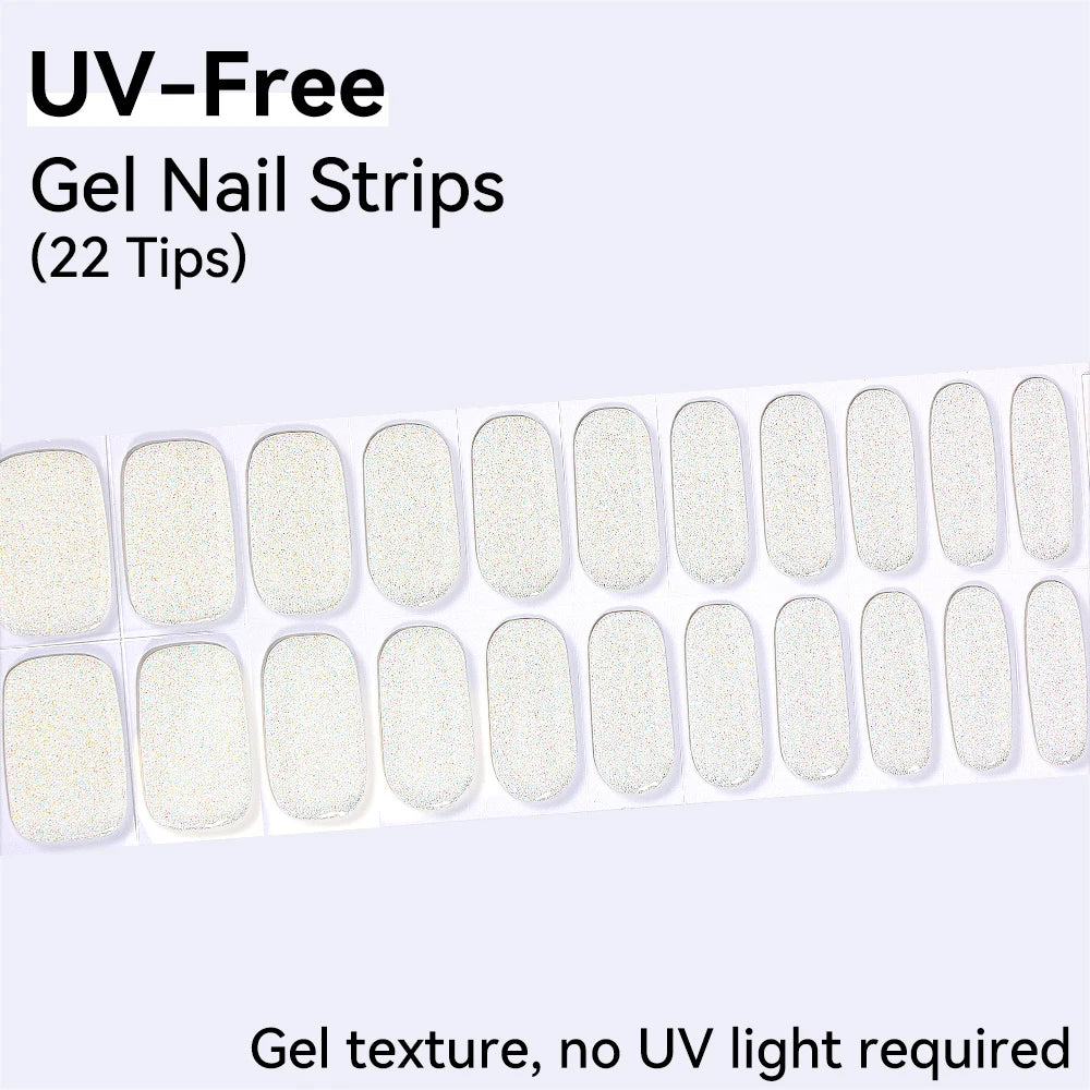 22Tips French Red Heart Kiss UV-Free Gel Nail Stickers Glitter Flower Qme BSA-0302