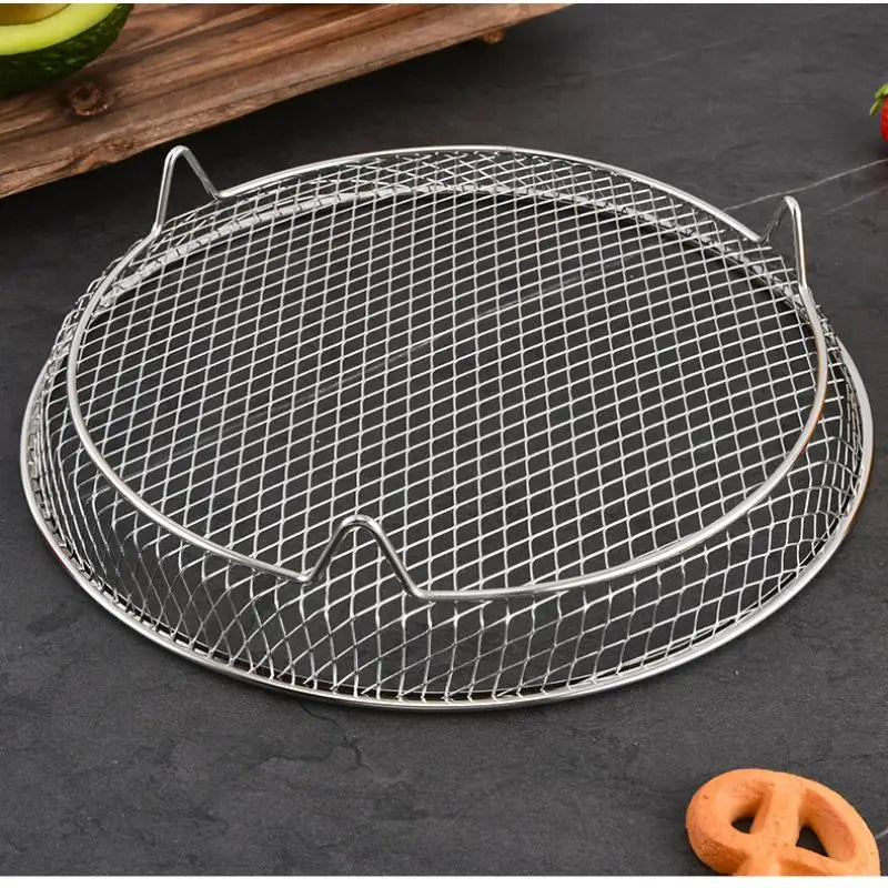 .1Pc Air Fryer Grille Suitable For Air Fryers Oven Grill Stainless Steel Stackable Grill Kitchen Utensils Cook Multiple Foods. Qme