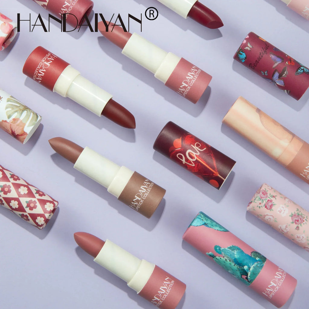 8 Colors Matte Velvet Texture and Is Not Easy to Fade. Naked Color Lipstick, Matte Paper Tube Lipstick Christmas gift Qme