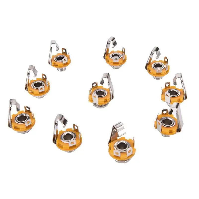 10Pcs 6.35mm / 6.5mm 1/4"" Stereo Plug Jack Audio Female Connector Solder Welding Type Panel Socket Mono TS Panel Chassis Mount Qme