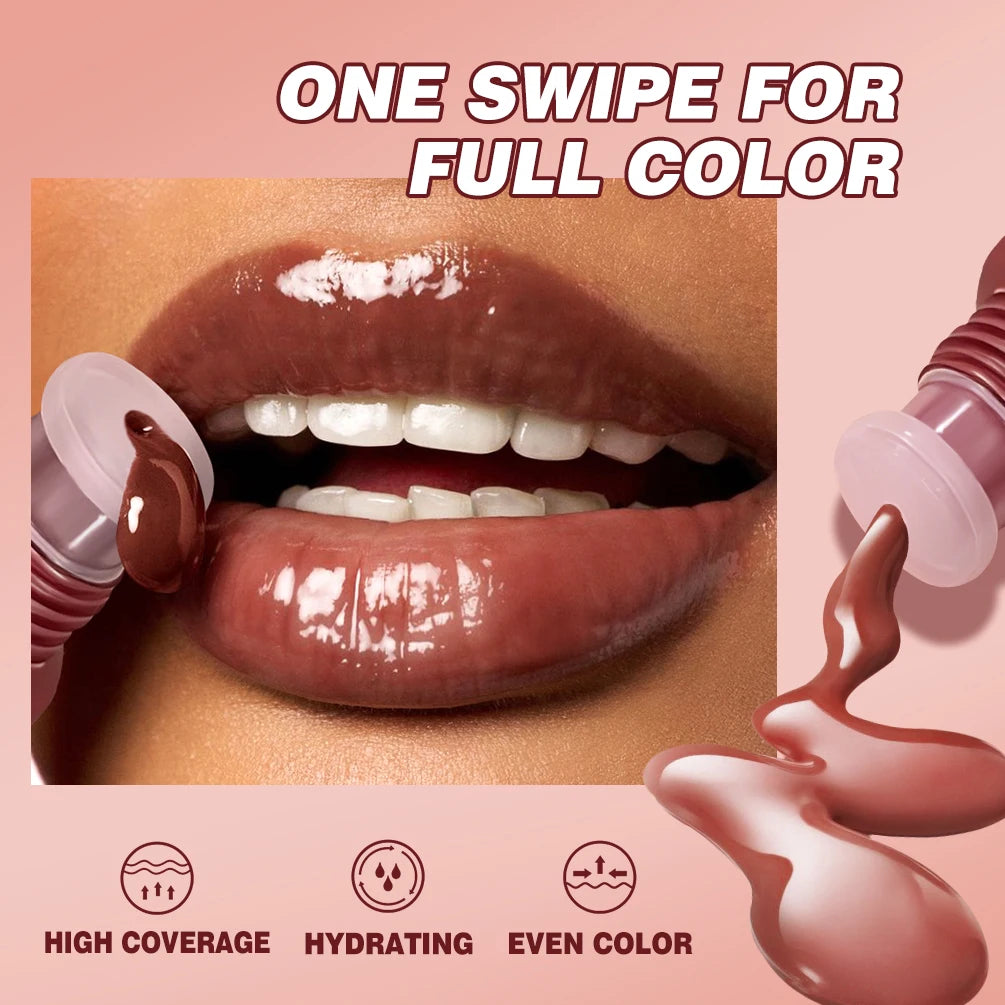 QIBEST 6 Colors Watery Crystal Jelly Lip Oil Balm Moisturizing Smoothing Lip Lines Jelly Pout Lip Gloss Glass Lip Glaze Cosmetic Qme