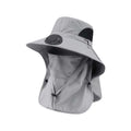 Portable Solar Rechargeable Fan Hat Adjustable Shawl Fishing Sun Qme Light Grey