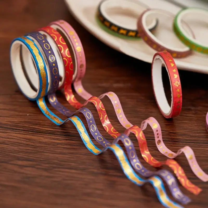 Washi Tape Gold Foil Decorative Adhesive Scrapbooking Ribbons Diary Qme