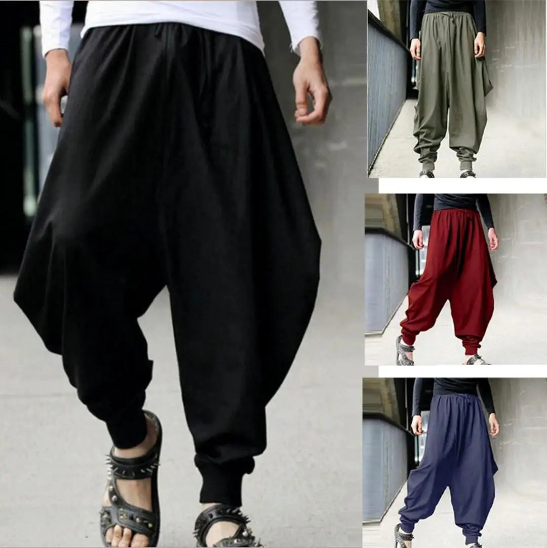 B Men Pants Solid Color Drawstring Joggers Casual Male Harem Pants Streetwear Loose Fashion Leisure Trousers Men S-5XL Qme