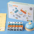 Wood Spelling Blocks Matching Letter Game with Flash Card Learning Toy with Bell Sight Words Recognition Game for Kids Ages3 4 5 Qme set