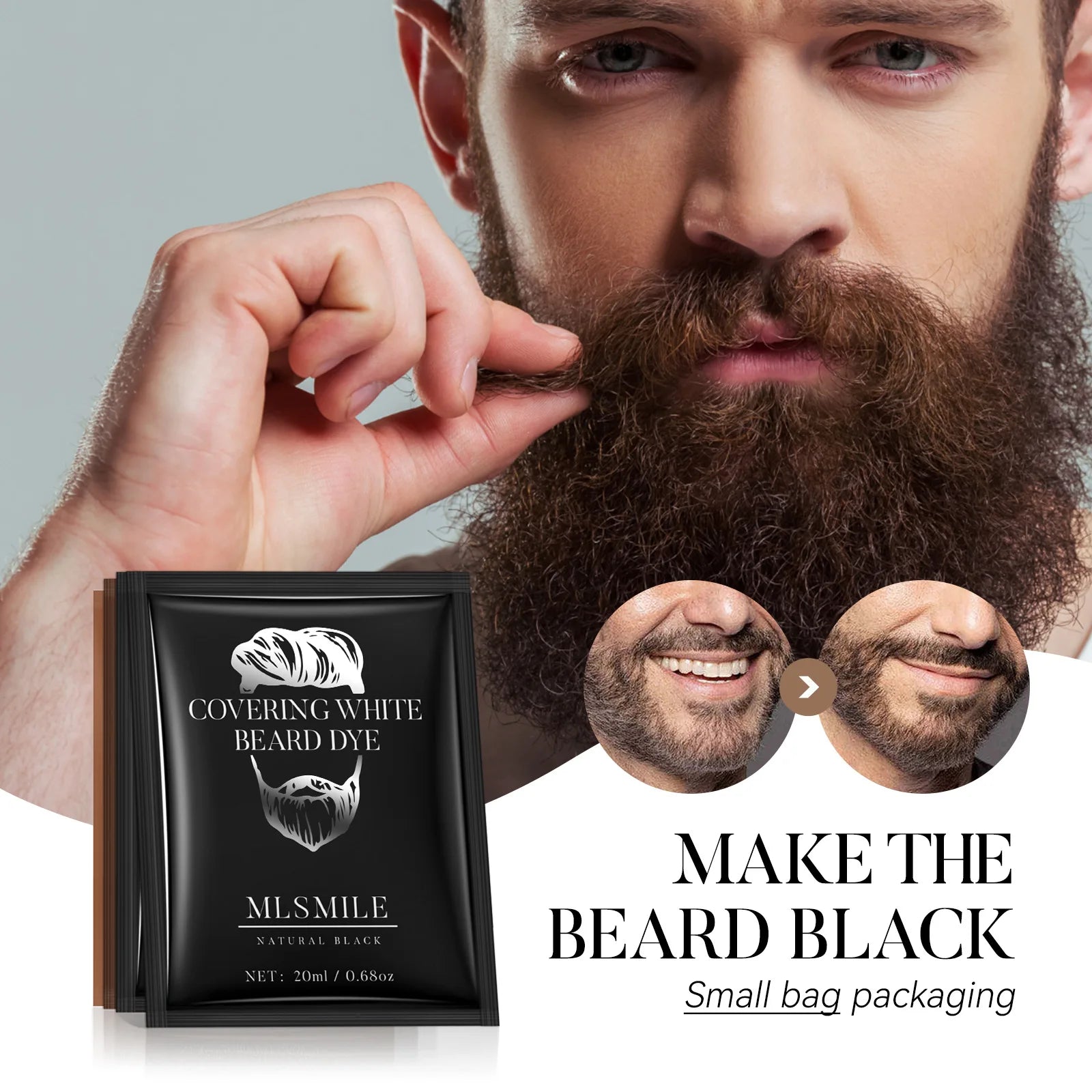 Men's Beard Bubble Hair Dye 10 Packs Easy-to-use Foam Long-lasting Qme