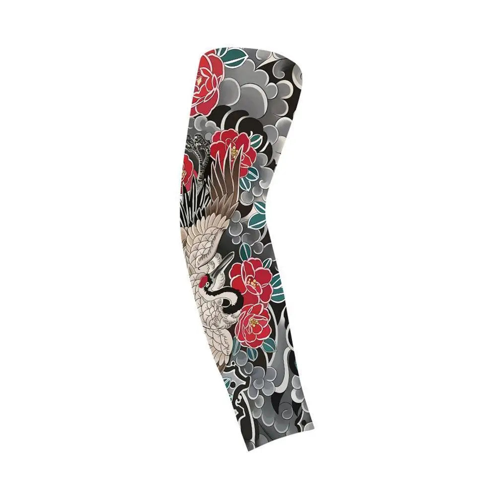 Summer Ice Silk Tattoo Sleeves Arts Temporary Fake Slip On Tattoo Arm Sleeves Sports Sunscreen Sleeves Cycling Driving Fishing Qme E