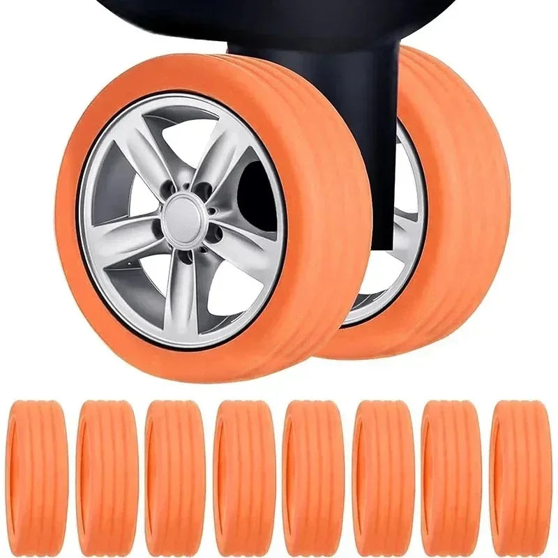 Silicone Wheels Protector Luggage Reduce Noise Trolley Case Silent Caster Sleeve Travel Luggage Suitcase Accessories New Qme orange 4PCS