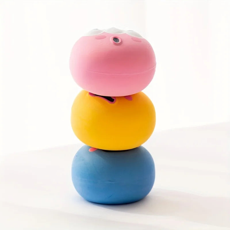 1pcCartoon Big Eye Ball Dog Toy, Durable Rubber Dog Ball Toy WithSound, Pet Grinding Teeth Sound Toy For Dog Interactive supplie Qme