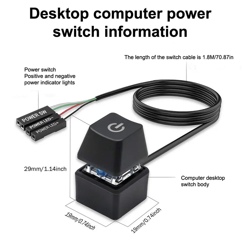 Computer Desktop Switch 2m Led Lights Motherboard External Boot Power Qme