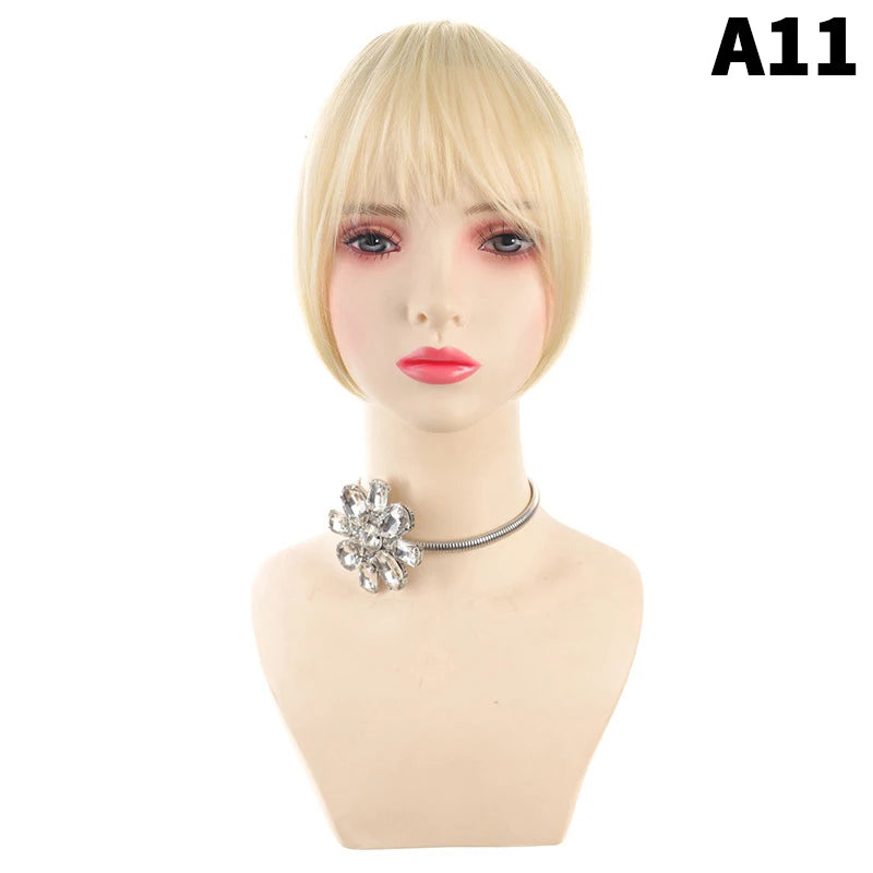Natural Hair Wig Bangs Synthetic Fluffy Extensions Clip-on Hairpieces Qme A11