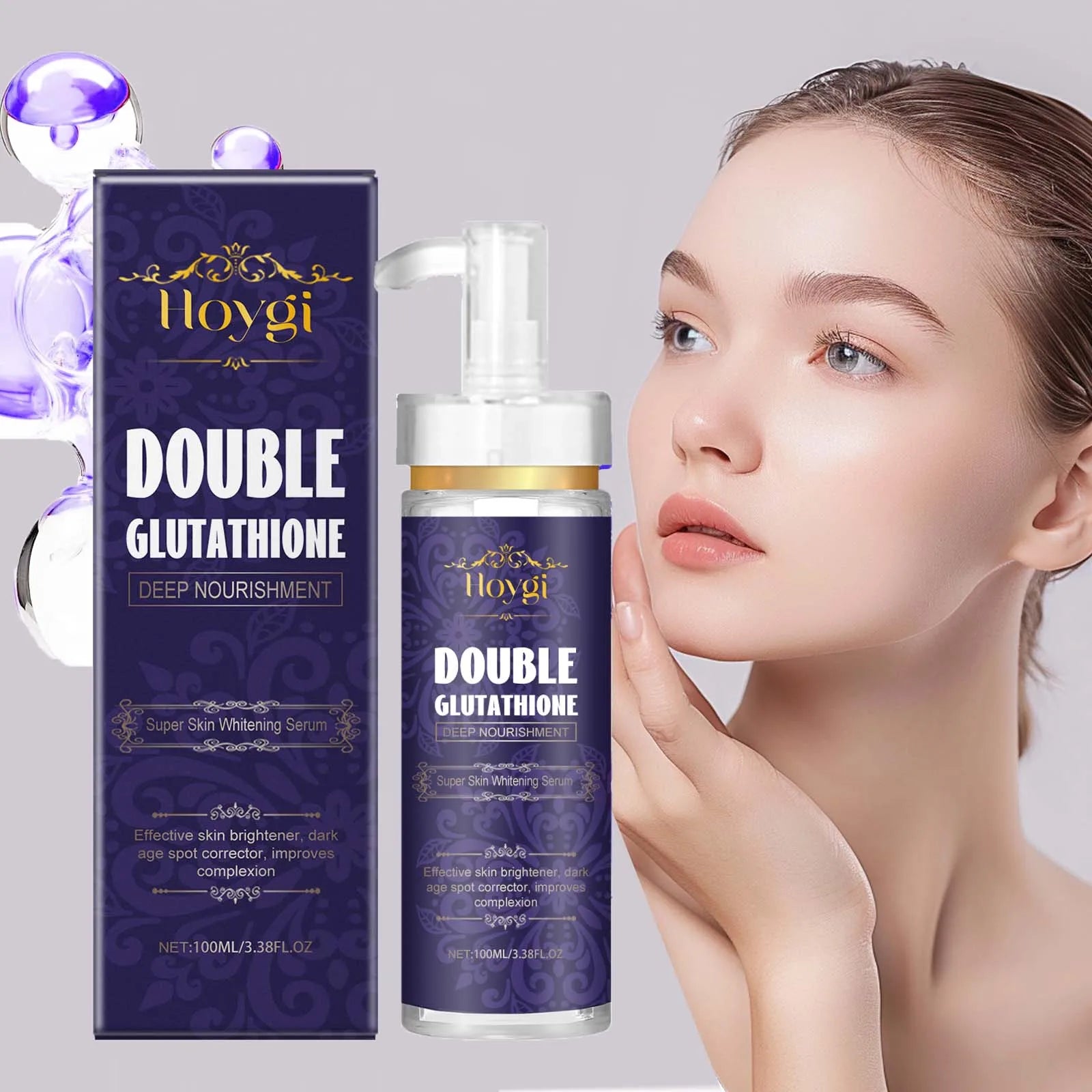 Double Glutathione Serum Lightens Dark Spots Even Skin Tone Skin Radiant Moisturizing Hydrating Smoothing Brighten Skin Care Qme