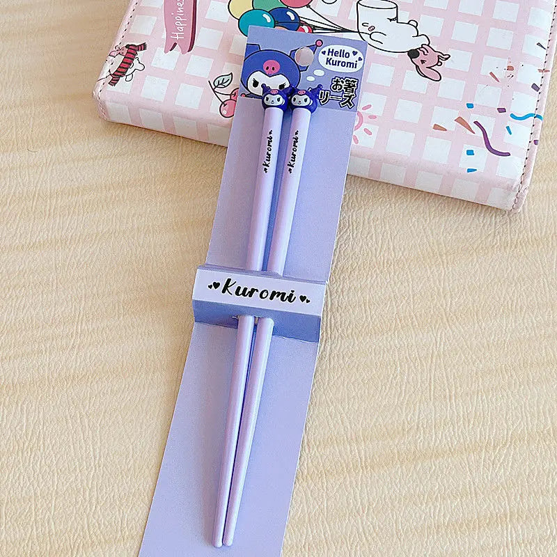 Hello Kitty Kuromi Cartoon Children's Tableware Spoon Portable Two-Piece Set for Students Stainless Steel Fork and Spoon Set Qme 9