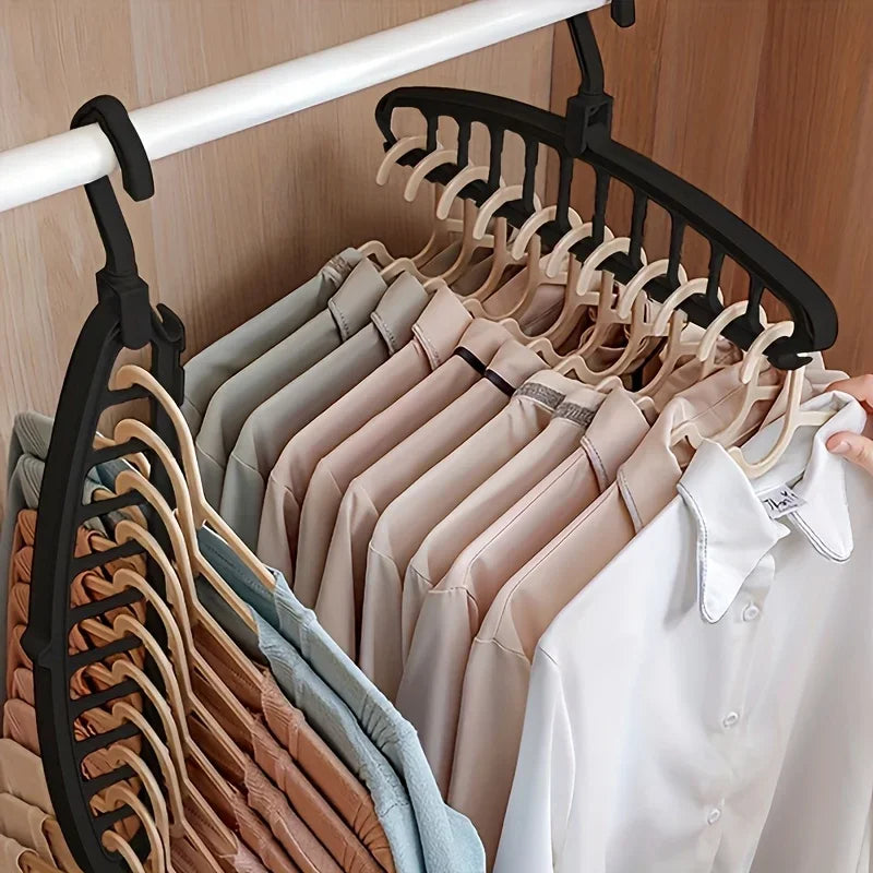 1pc Multi-hole Plastic Hangers, Foldable Heavy Duty Clothes Hanger, Household Space Saving Organizer For Bedroom, Closet Qme