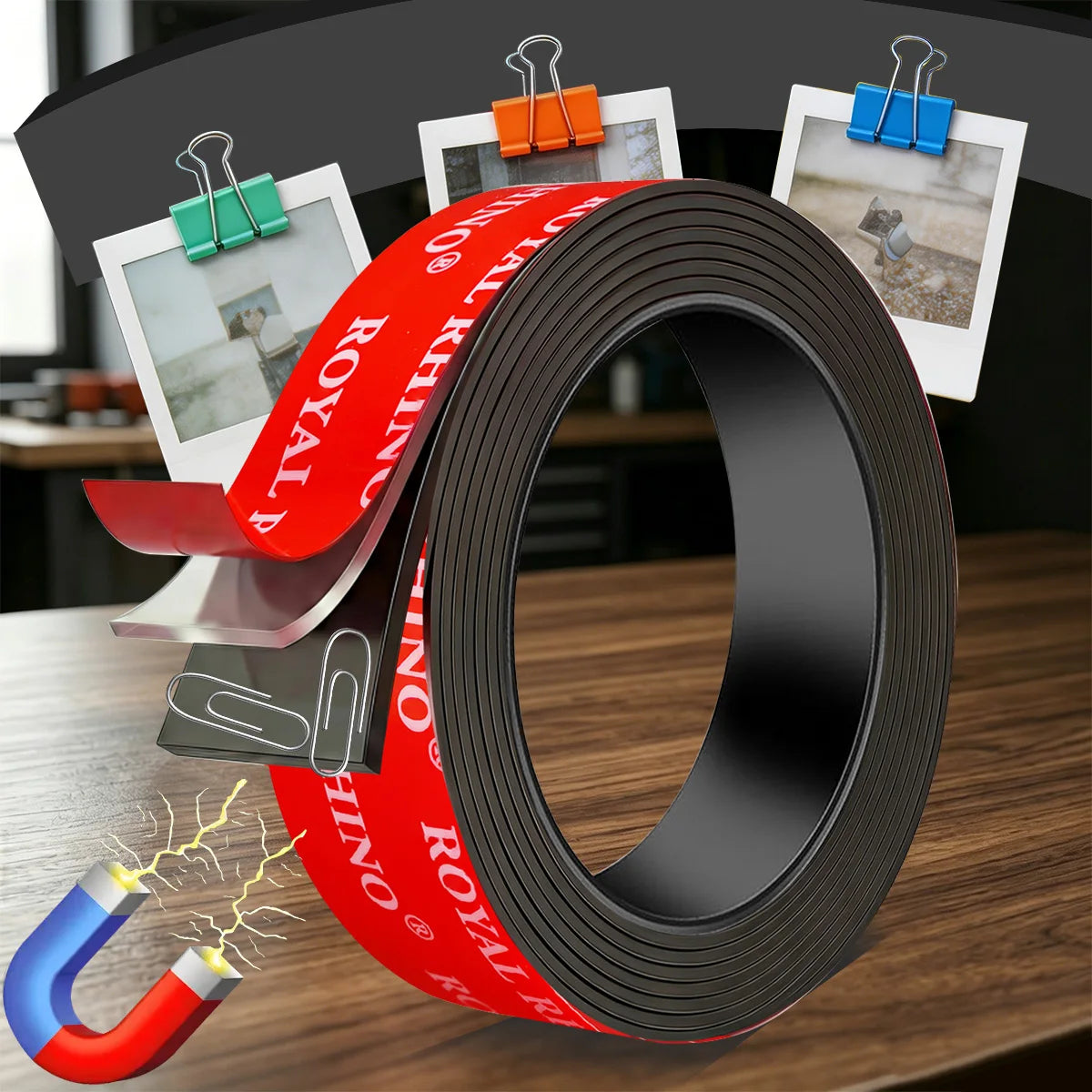 Self Adhesive Magnetic Tape Cuttable Rubber 2.5mm thick Magnetic Strip For Fridge Wall DIY Photo Poster Fixing Tape Home Office Qme