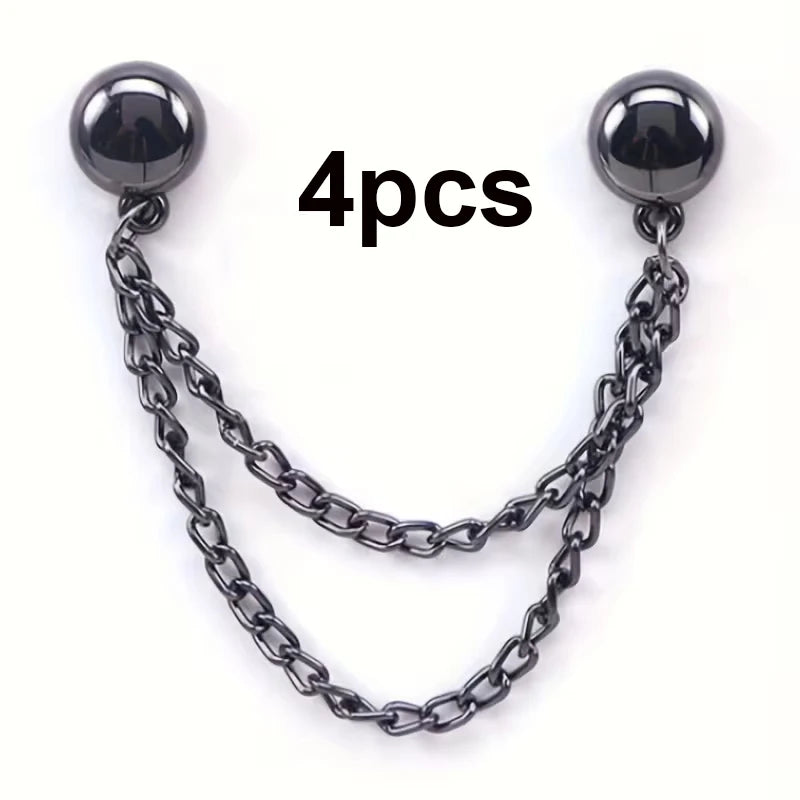 4/6Pcs Magnetic Clothing Clip - Adjustable Chain Design, Spherical Trim/Suitable for Shirts, Sleeves, Skirts and Pants Qme 4pcs Black