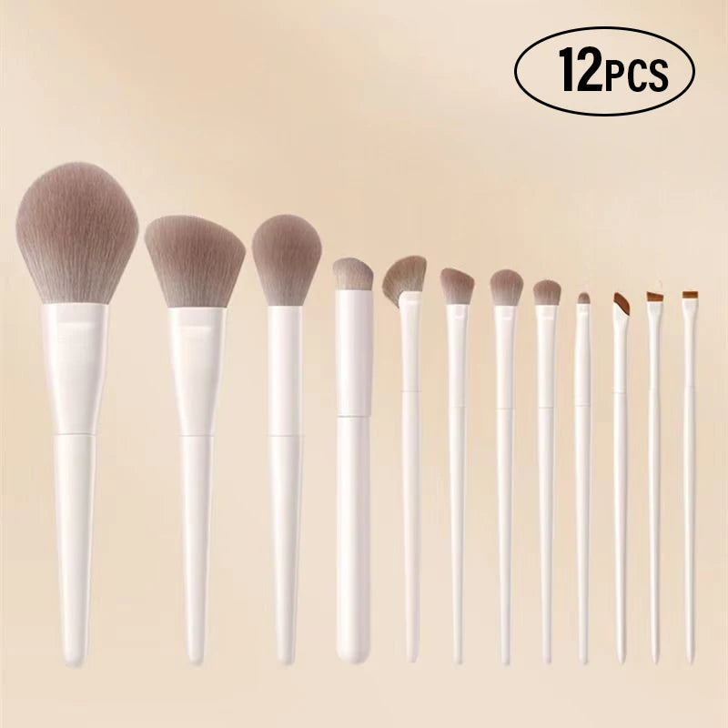 5 7 10 Professional Makeup Brushes Tools White Eyeshadow Eyeliner Qme 12PCS China Mainland