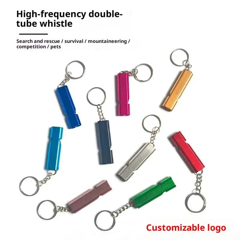 Dual Frequency Survival Whistle Flat Metal Outdoor Hiking Climbing Qme