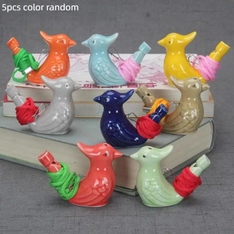1 Bird Whistle Water Musical Ceramic Colorful Animal Shape Early Qme Multicolor