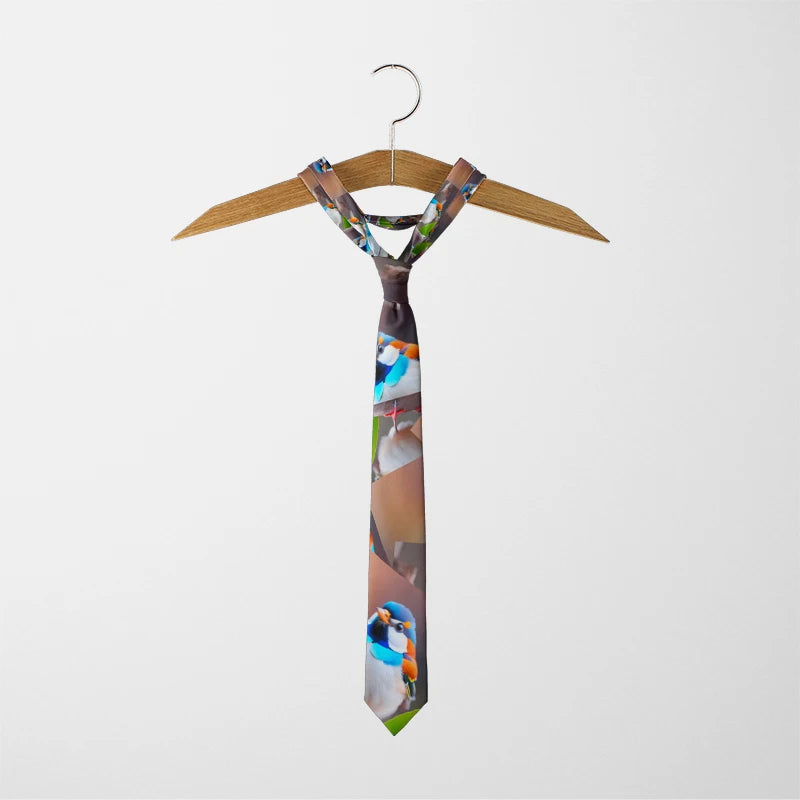 Funny Sparrow Print Tie Men Women Wide Casual Daily Business Shirt Qme