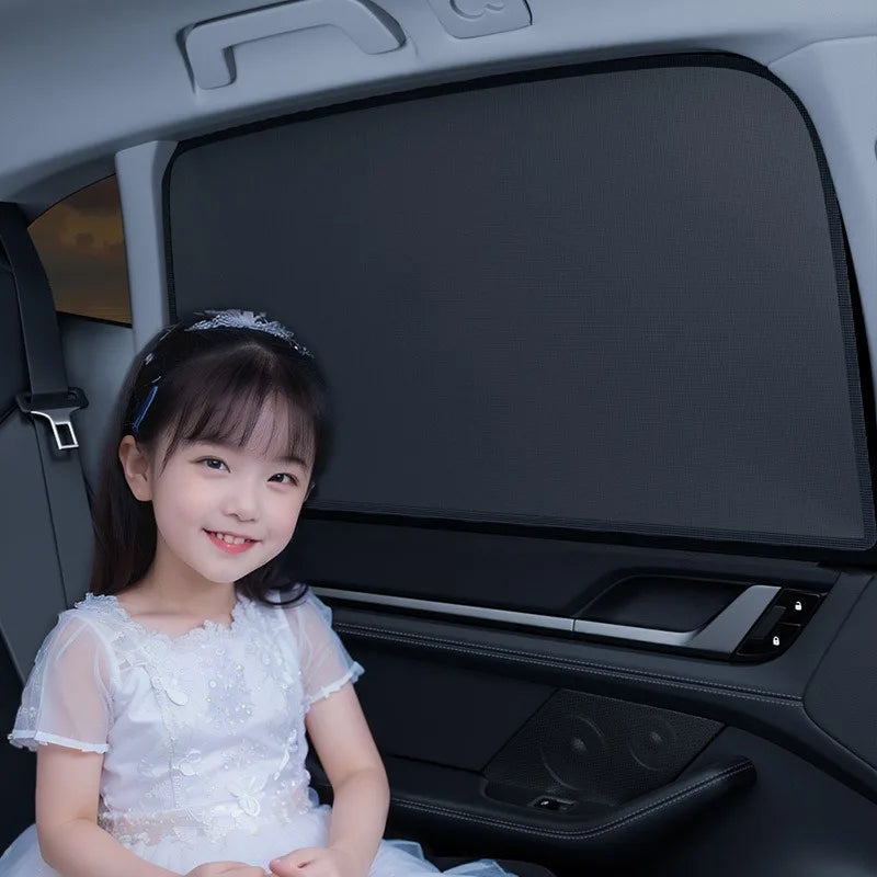 2025 Magnetic Car Sunshade Cover Summer UV Protection Side Rear Window Curtain Black Mesh Sun Shade Cover Auto Car Accessories Qme