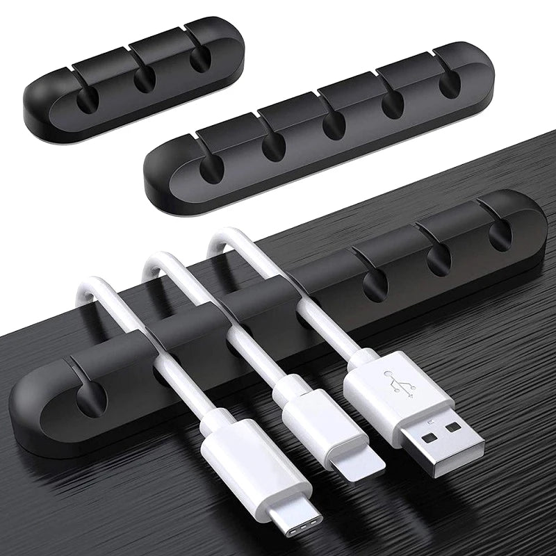 Cable Organizer Management Wire Holder Flexible USB Winder Tidy Qme