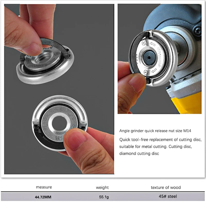 Angle Grinder Pressing Plate Quick Release Flange Nut Power Chuck Qme