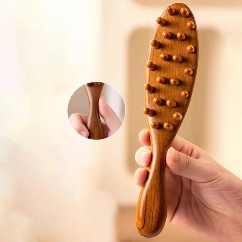 Head Scalp Meridian Comb Natural Sandalwood Long Handle Body Qme